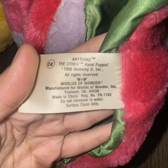 Vtg 1986 Worlds of Wonder Teddy Ruxpin Anything The Other Reversible Hand Puppet - Picture 3 of 4